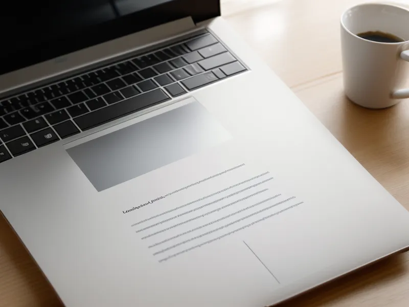 Kompaktes Handout für Online-Kongress-Teilnehmer auf dem Laptop-Bildschirm neben einer Tasse Kaffee