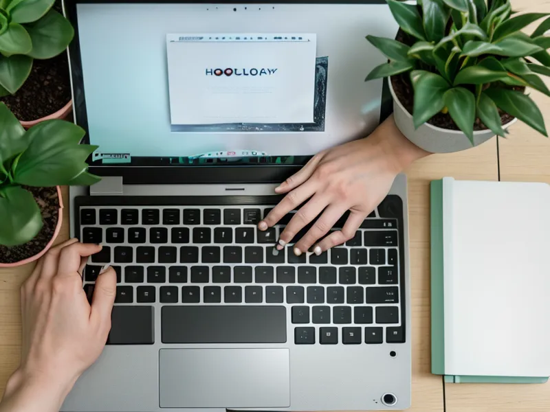 Hände tippen Testimonial-Marketing Notizen für die Launch-Strategie eines Online-Kongresses