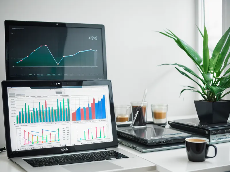 Ein Computerbildschirm zeigt einen detaillierten Daten-Report mit Diagrammen als Teil der Networking-Strategie im Speaker-Follow-up.