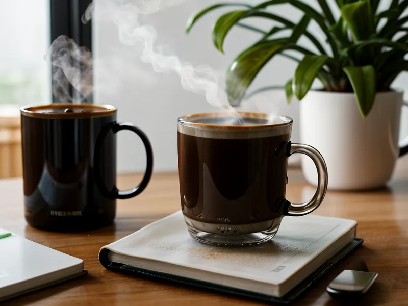 Kaffeetasse und handschriftliche Notizen zur Teilnehmergewinnung auf einem Holztisch